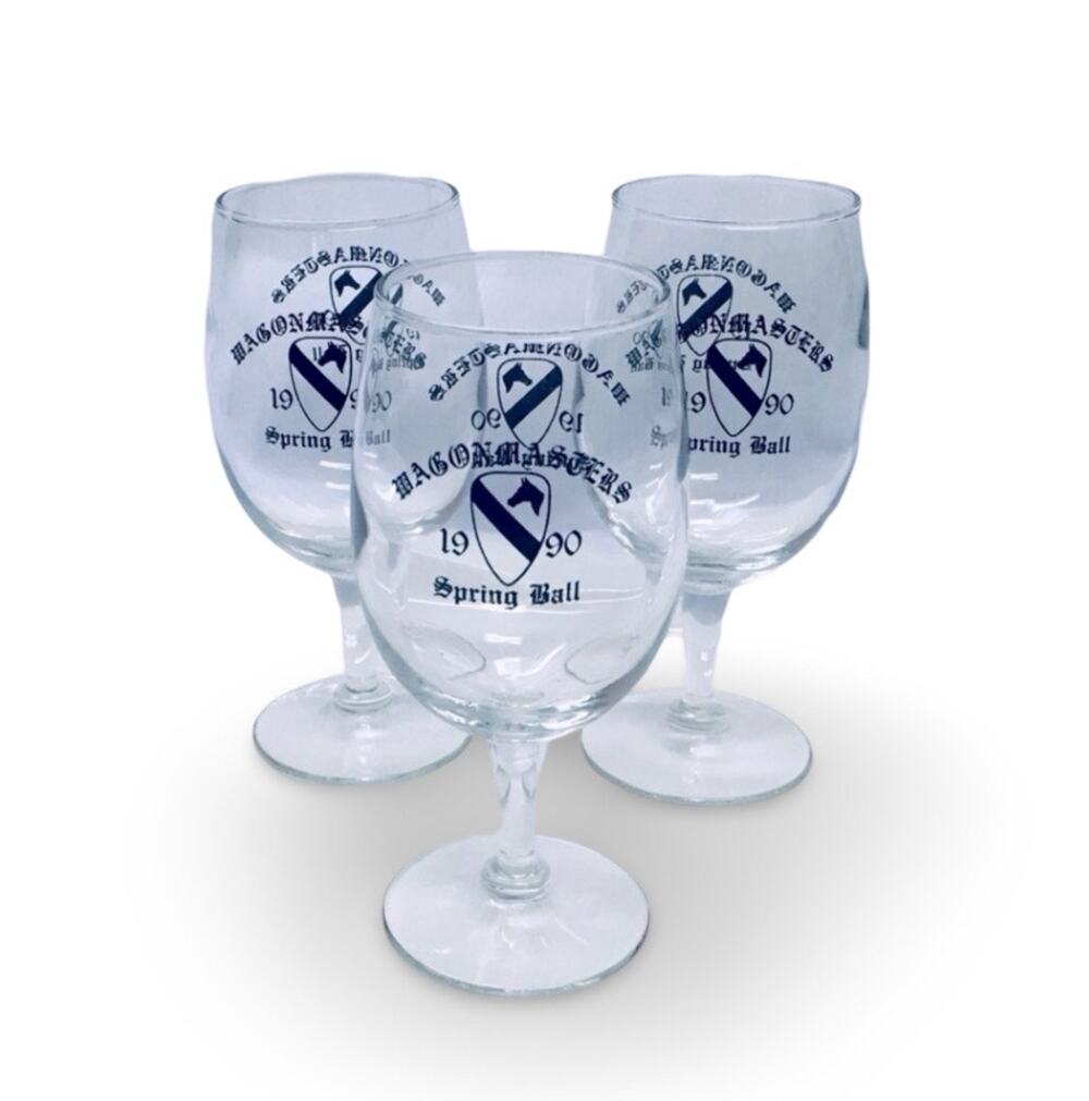 Set of 3 Vtg Commemorative Short Wine Glasses